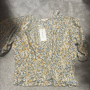 Women's Blouse - Blue and Yellow Floral
